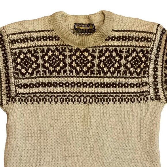 Vintage Nordstrikk Norwegian Wool Sweater Fair Isle Pattern Size Small FLAWS - Picture 4 of 7